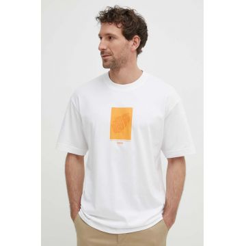 BOSS tricou din bumbac bărbați, culoarea alb, cu imprimeu 50512118
