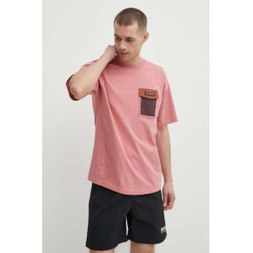 Columbia tricou din bumbac Painted Peak barbati, culoarea roz, cu imprimeu, 2074481