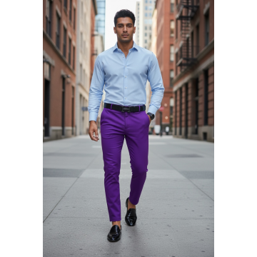 Pantaloni barbati eleganti regular fit mov B1734 B12-4