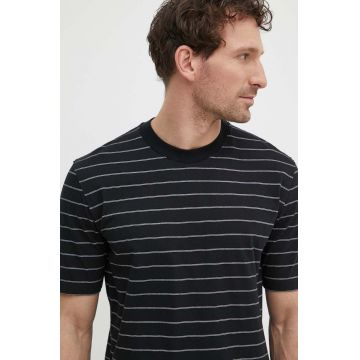 Sisley tricou din bumbac barbati, culoarea negru, modelator