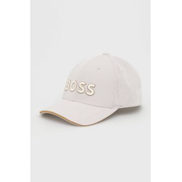 BOSS sapca BOSS GREEN culoarea bej, cu imprimeu