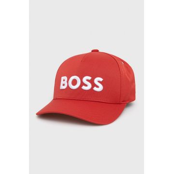 BOSS șapcă culoarea rosu, cu imprimeu