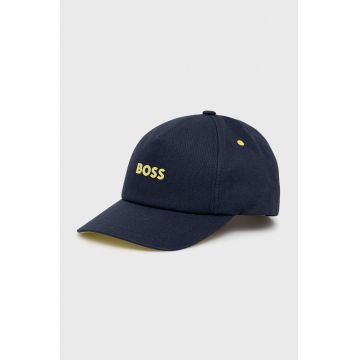 BOSS șapcă din bumbac Boss Casual culoarea albastru marin, cu imprimeu