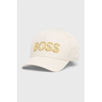 BOSS sapca din bumbac Boss Athleisure culoarea bej, cu imprimeu