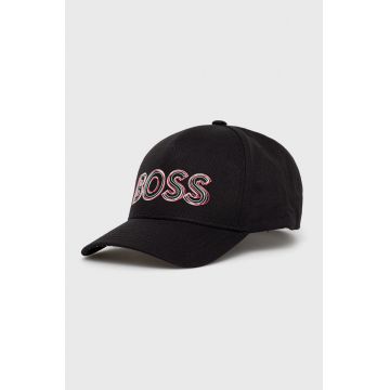 BOSS sapca din bumbac Boss Athleisure culoarea negru, cu imprimeu