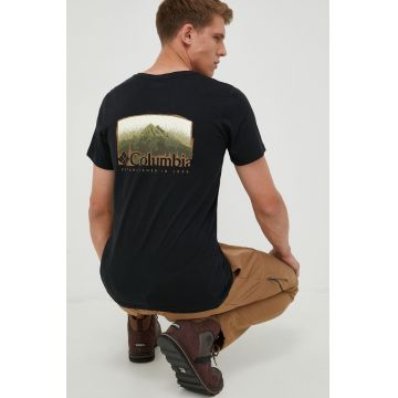Columbia tricou din bumbac Rapid Ridge Back Graphic barbati, culoarea negru, cu imprimeu, 1934824