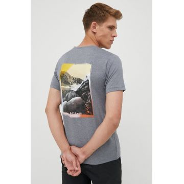 Columbia tricou sport Tech Trail Graphic , culoarea gri, cu imprimeu