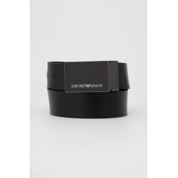 Emporio Armani Curea de piele bărbați, culoarea negru