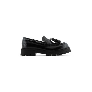 Emporio Armani mocasini de piele barbati, culoarea negru