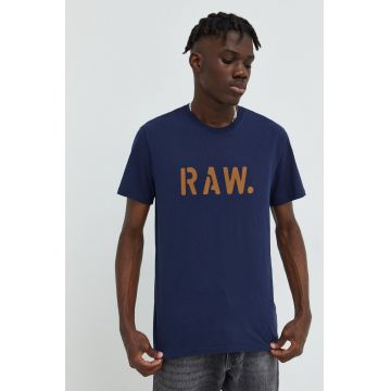 G-Star Raw tricou din bumbac culoarea verde, cu imprimeu