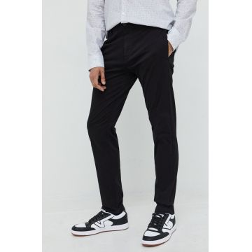 HUGO pantaloni barbati, culoarea negru, mulata