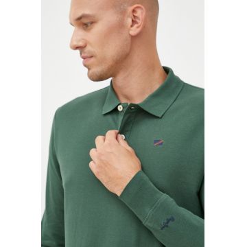 Pepe Jeans longsleeve din bumbac culoarea verde, neted