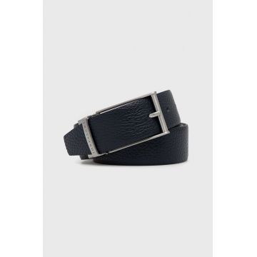 Trussardi curea de piele cu doua fete barbati, culoarea albastru marin