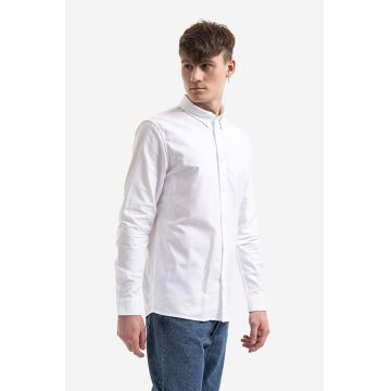 A.P.C. cămașă din bumbac Chemise Greg bărbați, culoarea alb, cu guler clasic, regular COECK.H12499-WHITE