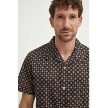 A.P.C. camasa din bumbac chemisette lloyd barbati, culoarea negru, regular, COGXP-H12495