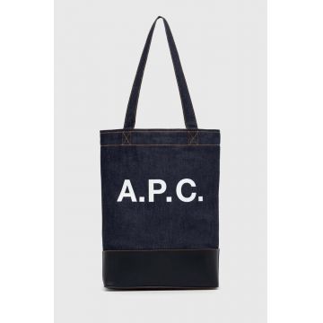 A.P.C. geanta tote axel culoarea albastru marin, CODDP-M61444