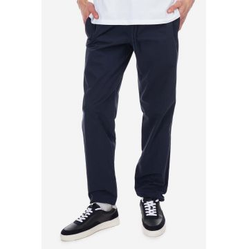 A.P.C. pantaloni de bumbac culoarea bleumarin, drept COGBM.H08354-MARINE