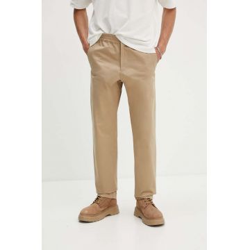 A.P.C. pantaloni de bumbac Pantalon Chuck culoarea bej, drept, COGEW.H08408.BAA