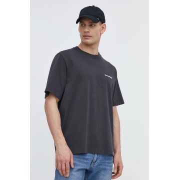 Abercrombie & Fitch tricou din bumbac barbati, culoarea gri, cu imprimeu