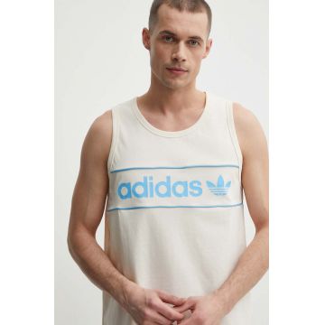 adidas Originals tricou din bumbac barbati, culoarea bej, IU0191