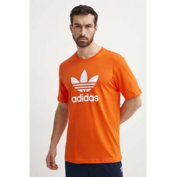 adidas Originals tricou din bumbac barbati, culoarea portocaliu, cu imprimeu, IR8000
