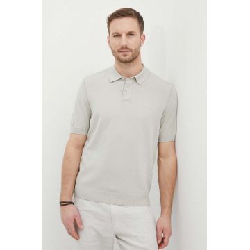 BOSS Orange tricou polo bărbați, culoarea bej, uni, 50514223