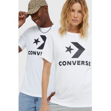 Converse tricou din bumbac culoarea alb, cu imprimeu