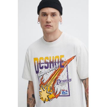 DC tricou din bumbac Showtime barbati, culoarea bej, cu imprimeu, ADYZT05344