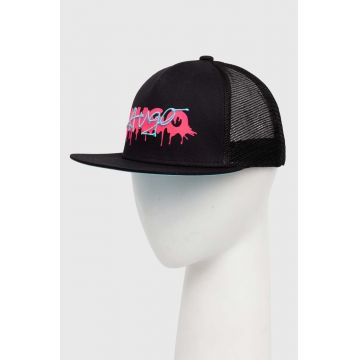 HUGO șapcă de baseball din bumbac culoarea negru, cu imprimeu, 50513388