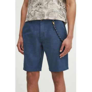 Medicine pantaloni scurți din in culoarea bleumarin