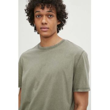 Medicine tricou din bumbac barbati, culoarea verde, neted