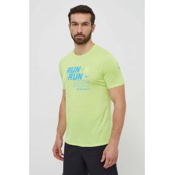 Mizuno tricou de alergare Core Run culoarea verde, cu imprimeu, J2GAB008