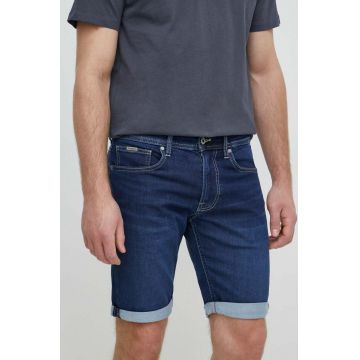 Pepe Jeans pantaloni scurti jeans SLIM GYMDIGO SHORT barbati, culoarea albastru marin, PM801075DP4
