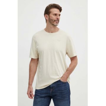 Pepe Jeans tricou din bumbac Jacko barbati, culoarea bej, neted, PM508664
