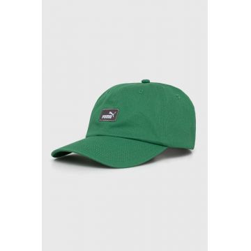 Puma șapcă de baseball din bumbac culoarea verde, cu imprimeu, 2366916