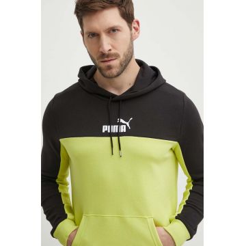 Puma bluză bărbați, culoarea verde, cu glugă, cu imprimeu 847428