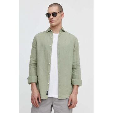 Superdry camasa de in culoarea verde, cu guler italian, regular