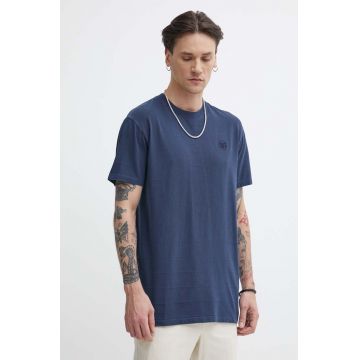 Superdry tricou din bumbac barbati, culoarea albastru marin, neted