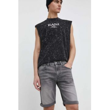 Tommy Jeans pantaloni scurți bărbați, culoarea gri, DM0DM18786