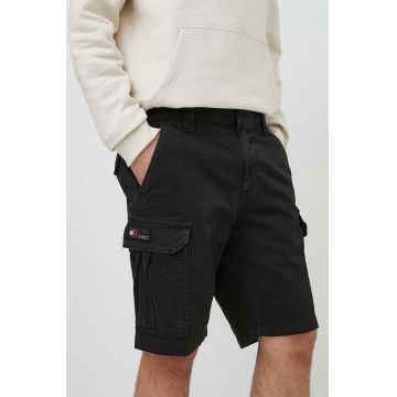 Tommy Jeans pantaloni scurti jeans barbati, culoarea negru, DM0DM18809