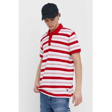 Tommy Jeans polo de bumbac culoarea rosu, modelator, DM0DM18921