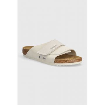 Birkenstock papuci din piele Kyoto barbati, culoarea alb, 1024535