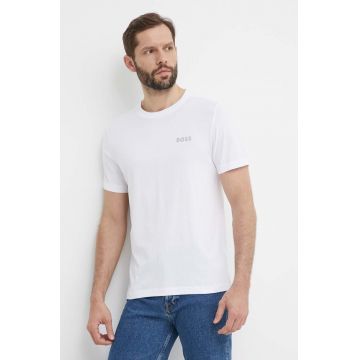 BOSS Green tricou din bumbac bărbați, culoarea alb, uni 50515620