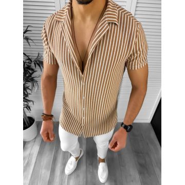 Camasa barbati casual maro cu dungi 12506  O2-5.3