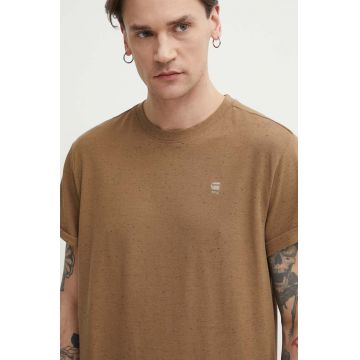 G-Star Raw tricou din bumbac barbati, culoarea maro, neted