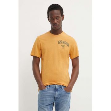 G-Star Raw tricou din bumbac barbati, culoarea maro, cu imprimeu