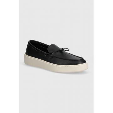 Karl Lagerfeld mocasini de piele FLINT II barbati, culoarea negru, KL53314