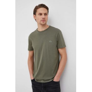 Lacoste tricou din bumbac culoarea verde, uni TH2038-166