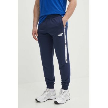 Puma pantaloni de trening culoarea bleumarin, cu imprimeu 847388