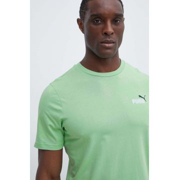 Puma tricou din bumbac bărbați, culoarea verde, melanj 674470